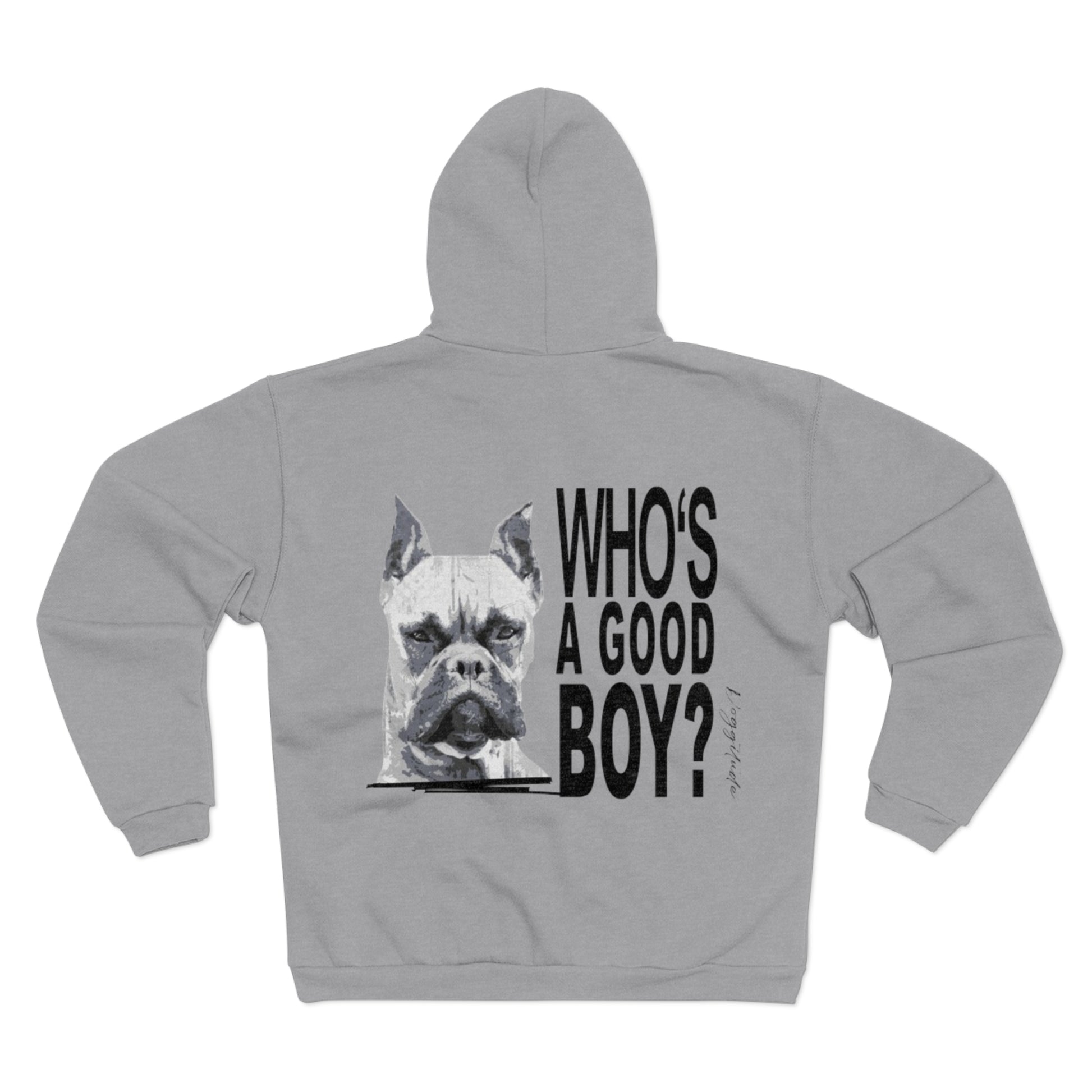 Casual Dog Lover Zip Hoodie - 'Who's a Good Boy?'