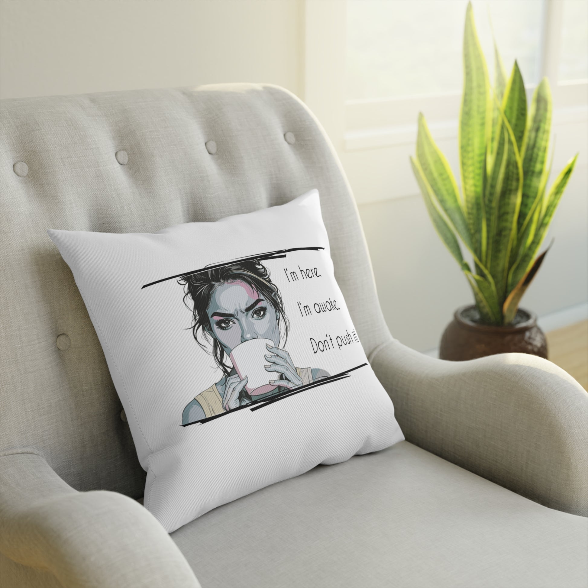 Coffee Lover's Throw Cushion, Motivational Decor, Home Accent, Cozy Gift, Inspirational Cushion, Relaxation Pillow