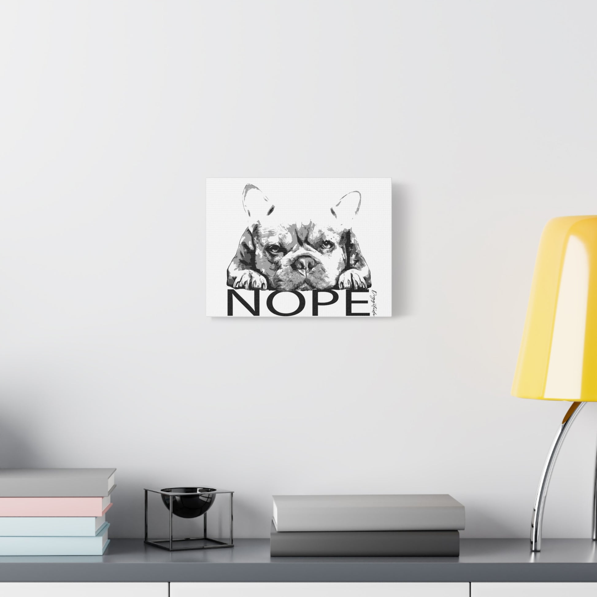 Dog Lover Wall Art – French Bulldog “NOPE” Canvas Print