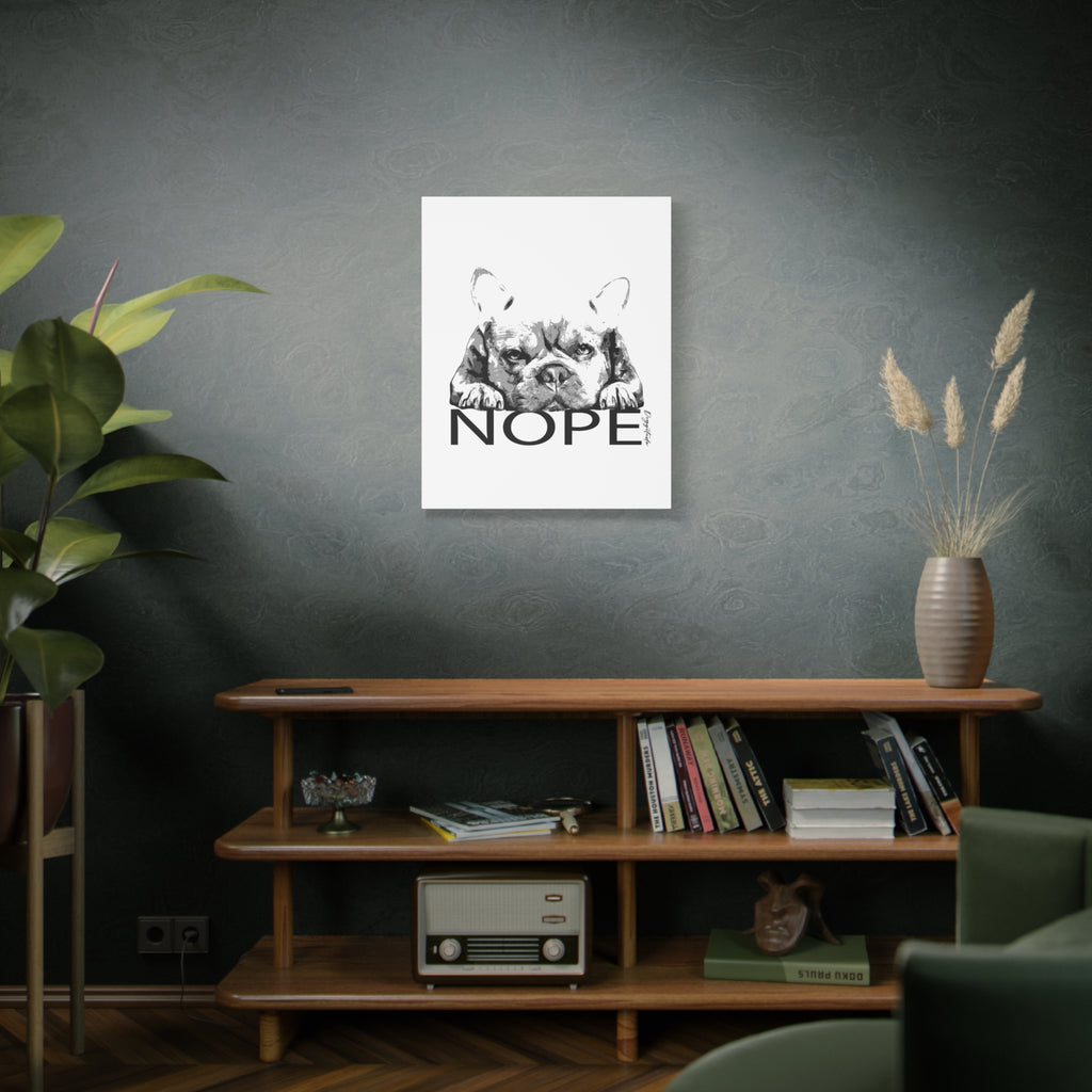 Dog Lover Wall Art – French Bulldog “NOPE” Canvas Print