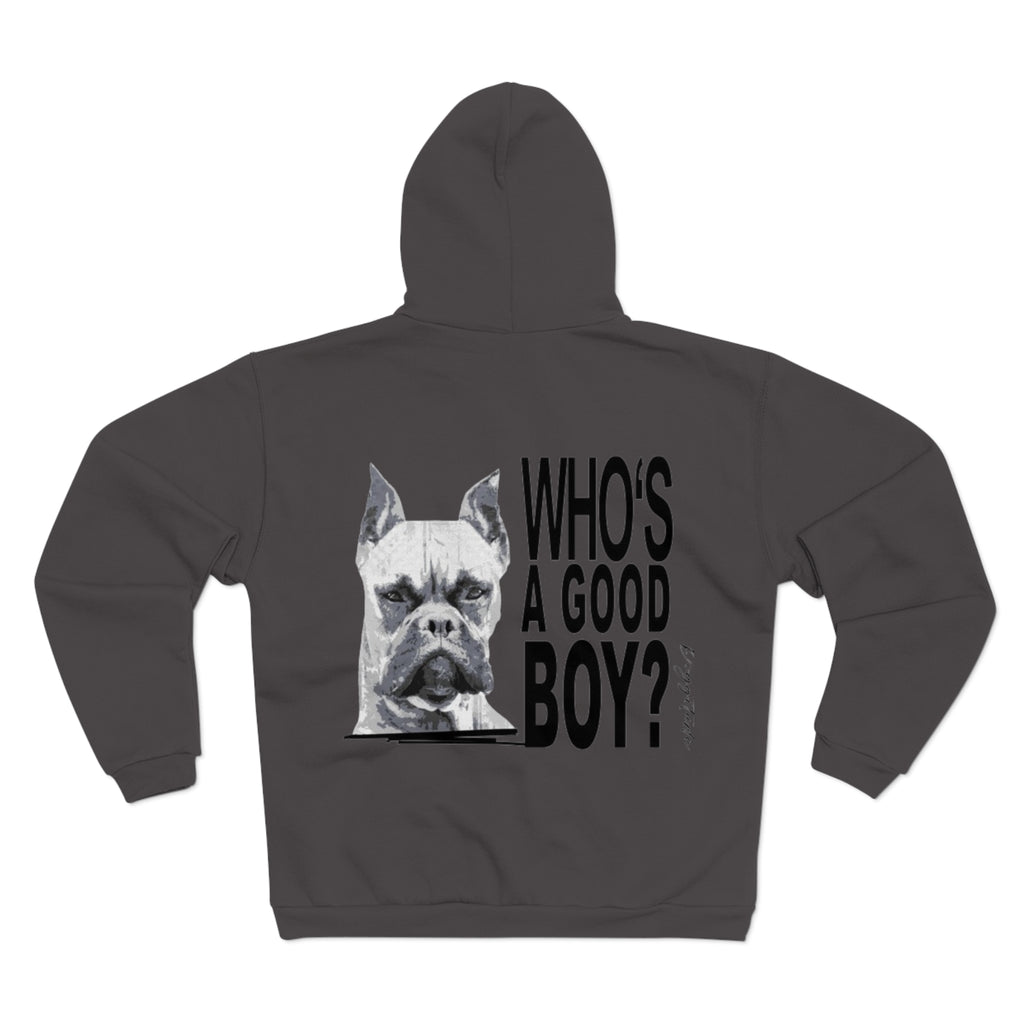 Casual Dog Lover Zip Hoodie - 'Who's a Good Boy?'