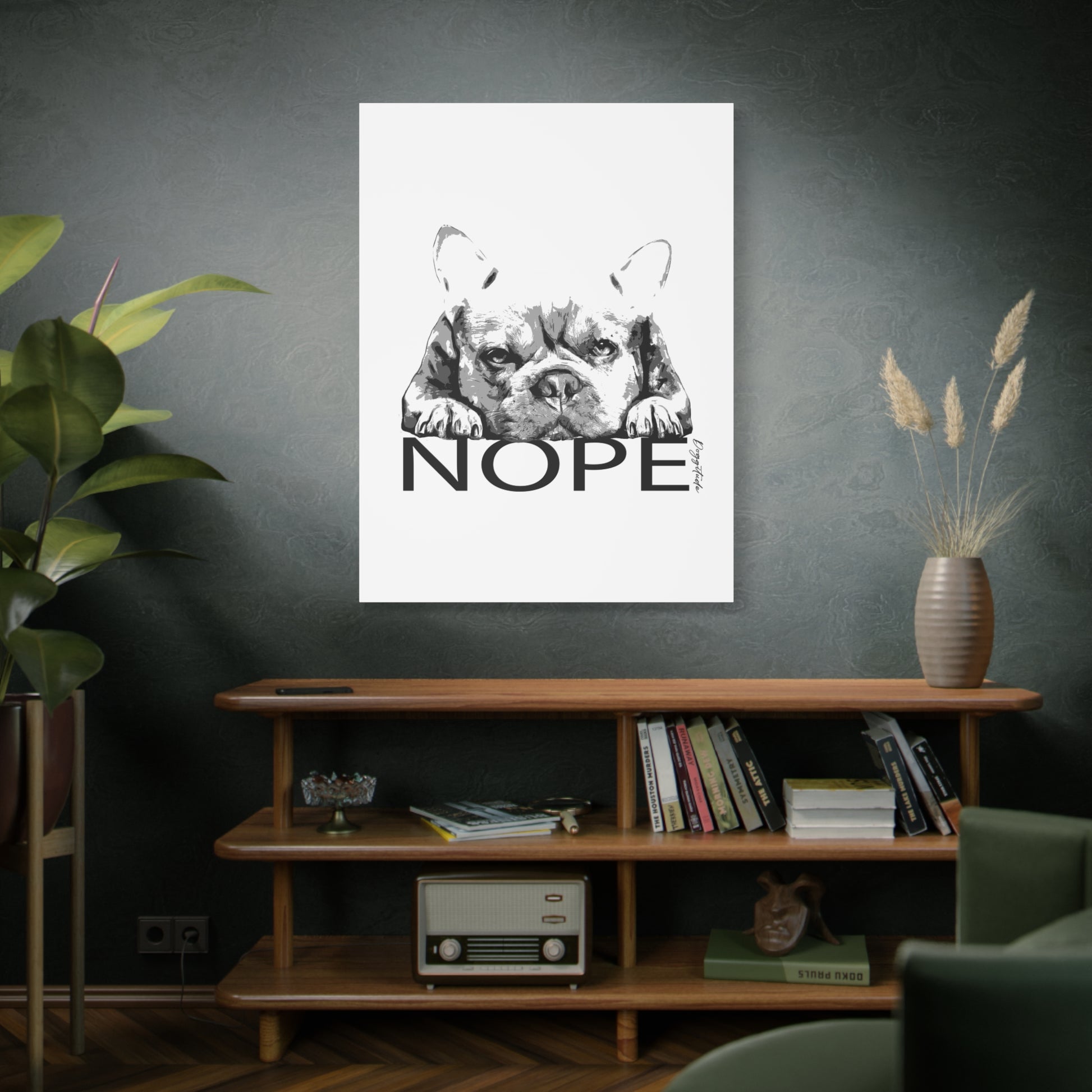 Dog Lover Wall Art – French Bulldog “NOPE” Canvas Print