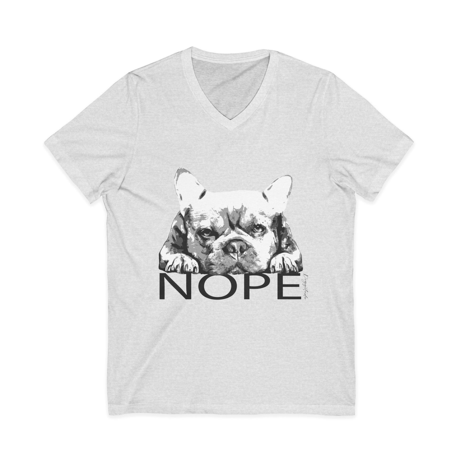 French Bulldog 'NOPE' V-Neck Tee
