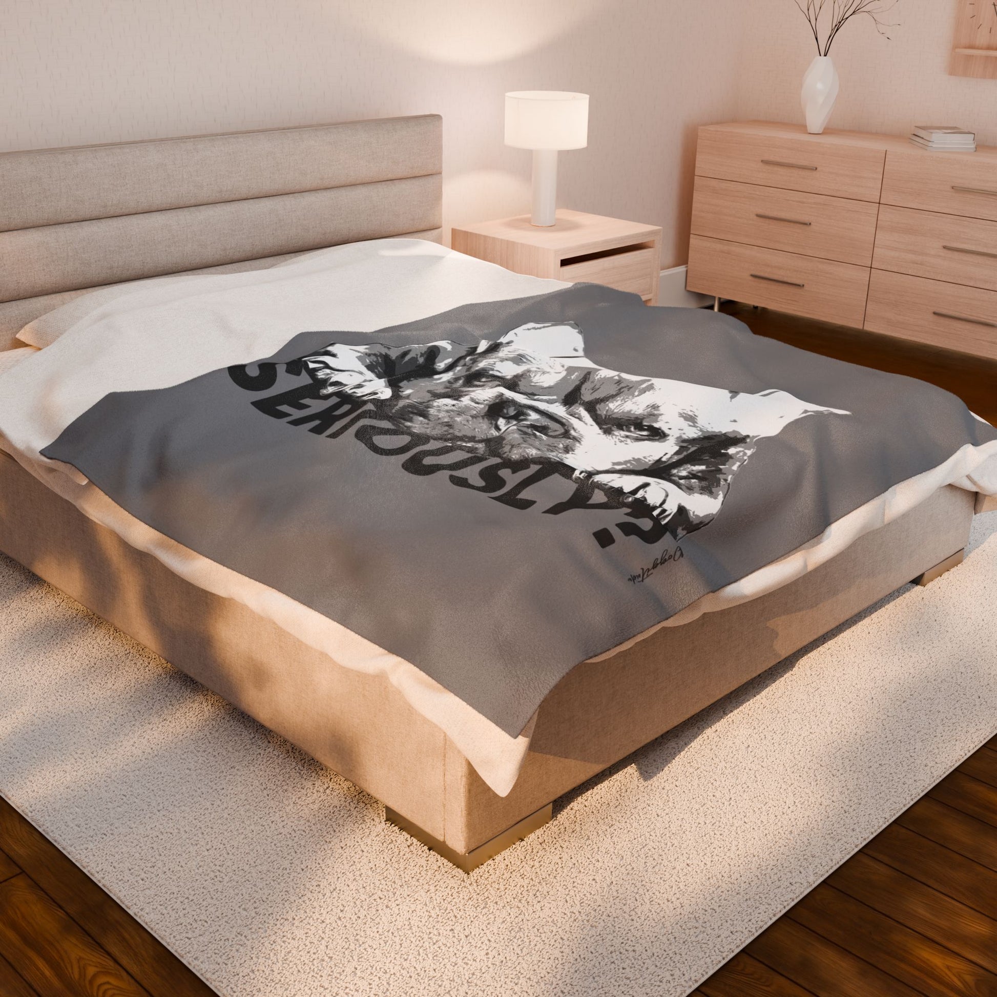 Dog Lover Blanket – French Bulldog “Seriously?” Cozy Throw