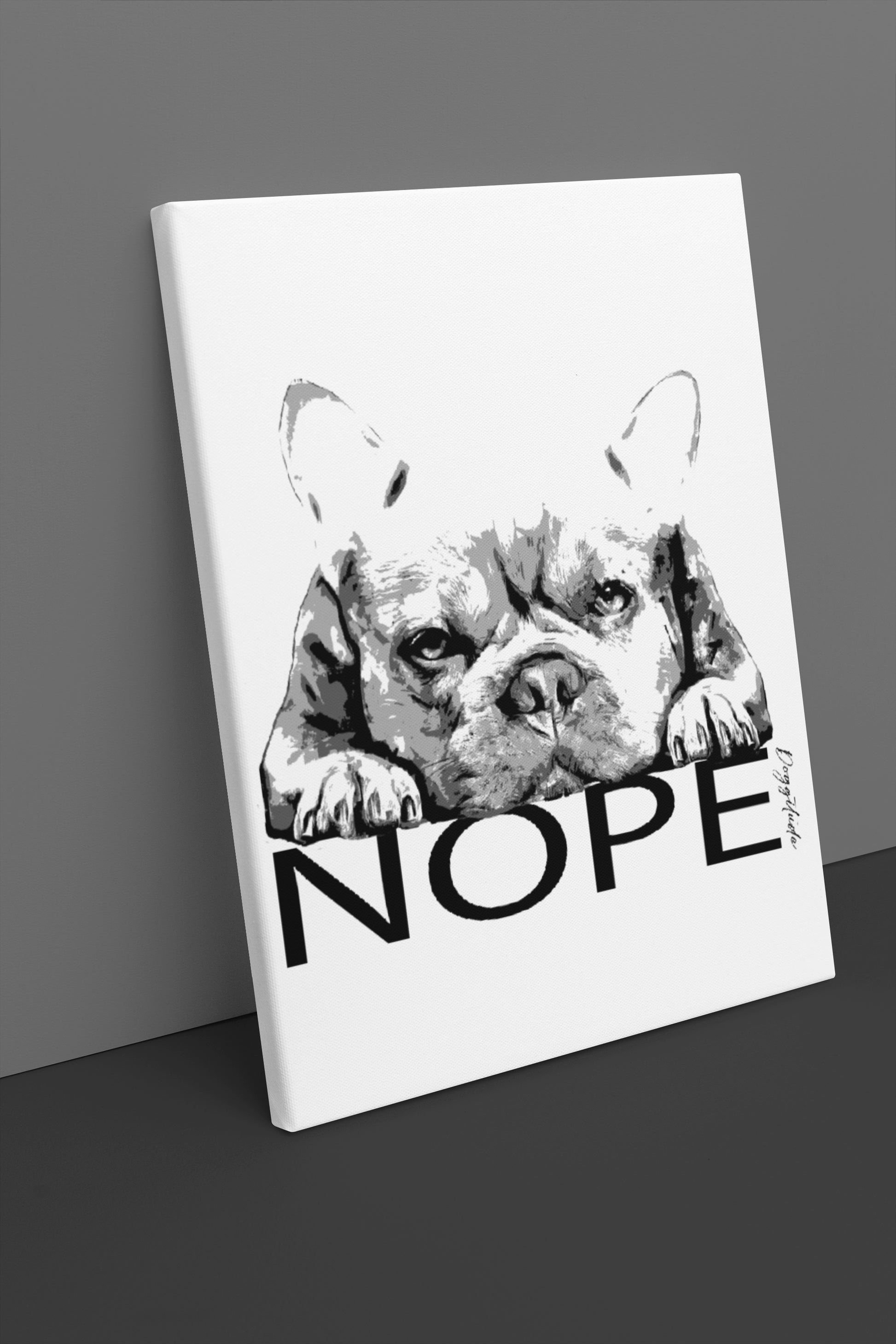 Dog Lover Wall Art – French Bulldog “NOPE” Canvas Print