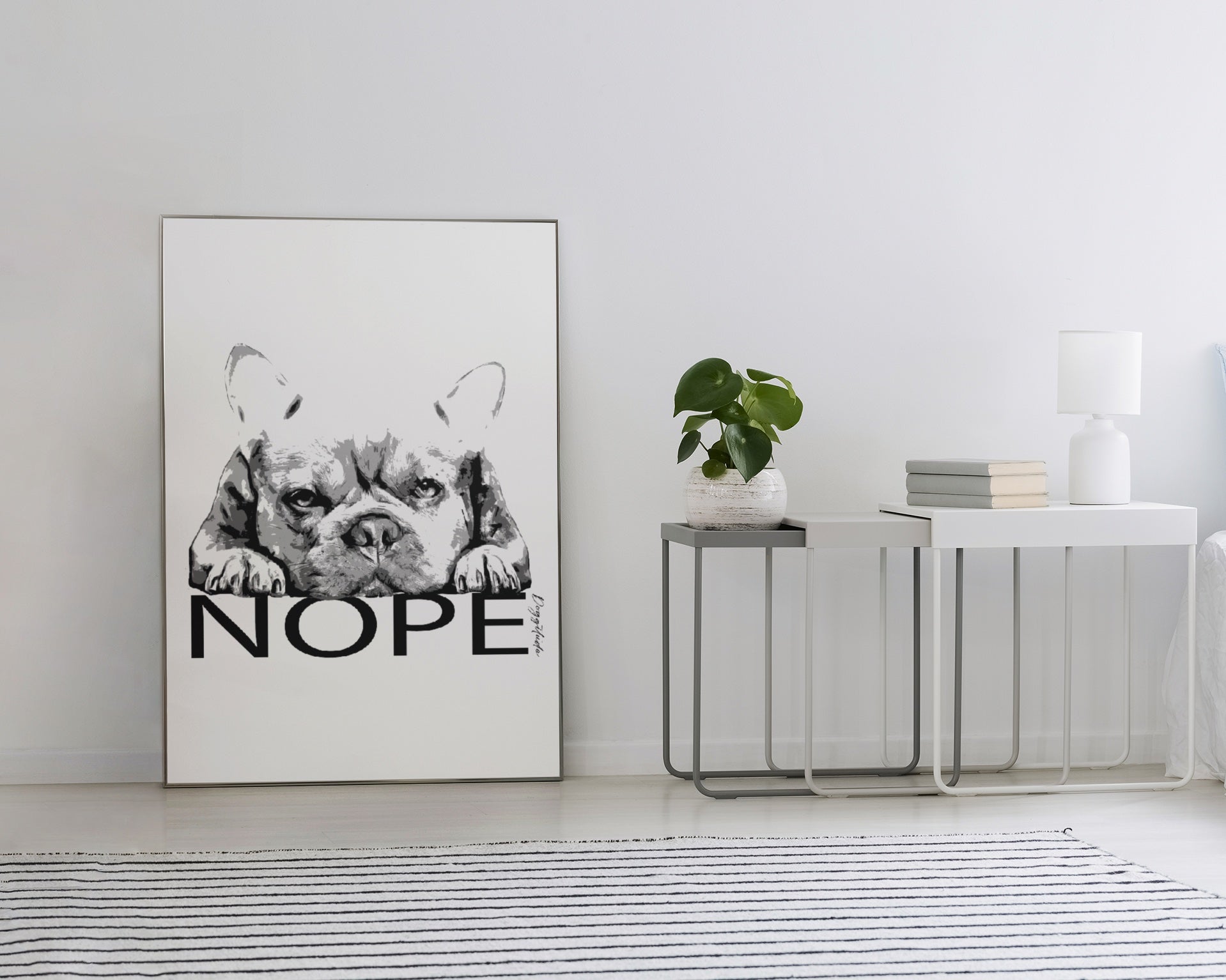 Dog Wall Art – French Bulldog “NOPE” Matte Print