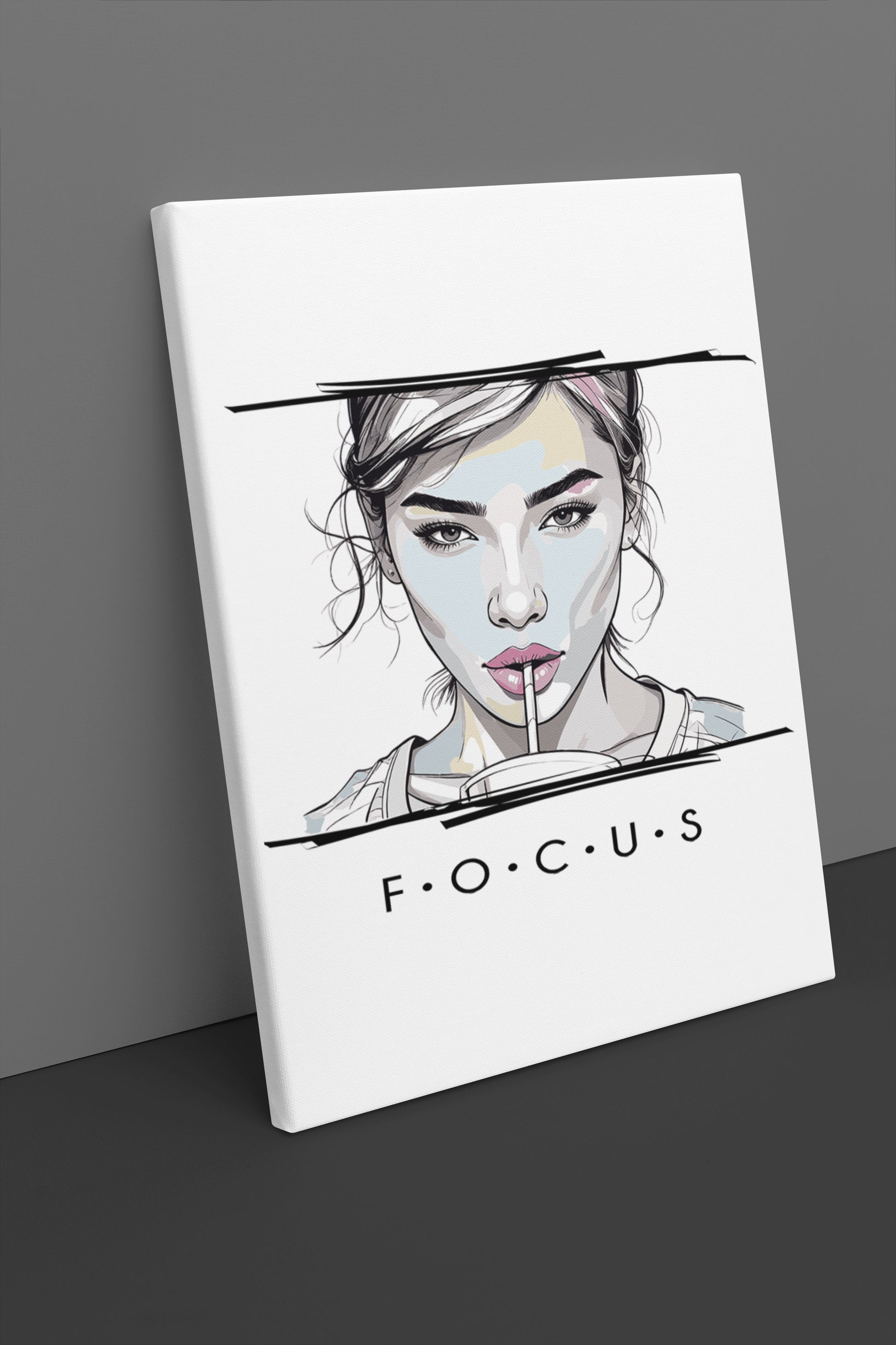 Focus Motivational Wall Art – Chic Feminine Canvas for Home & Office Decor