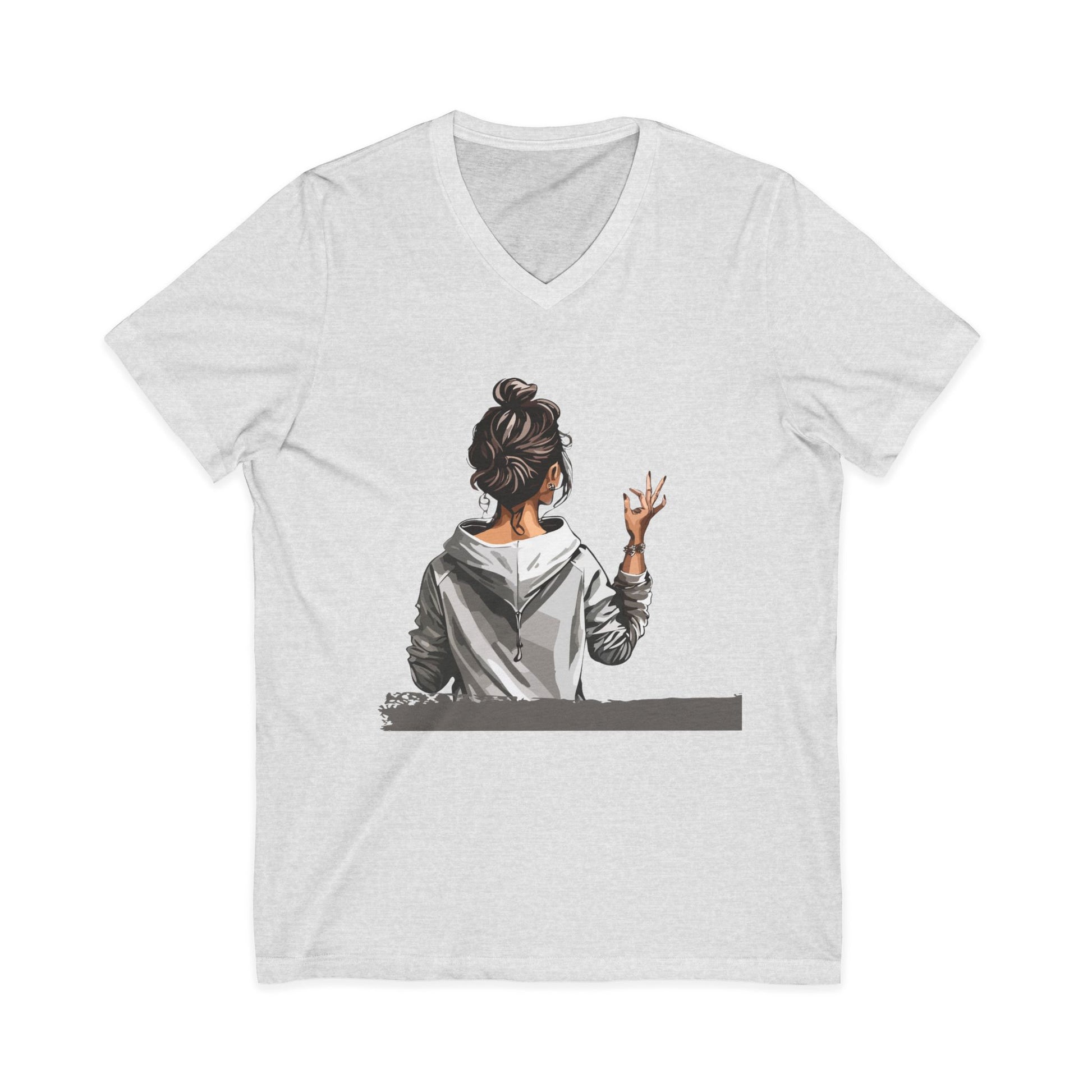 Women’s Graphic V-Neck – Trendy Casual Tee with Relaxed Fit
