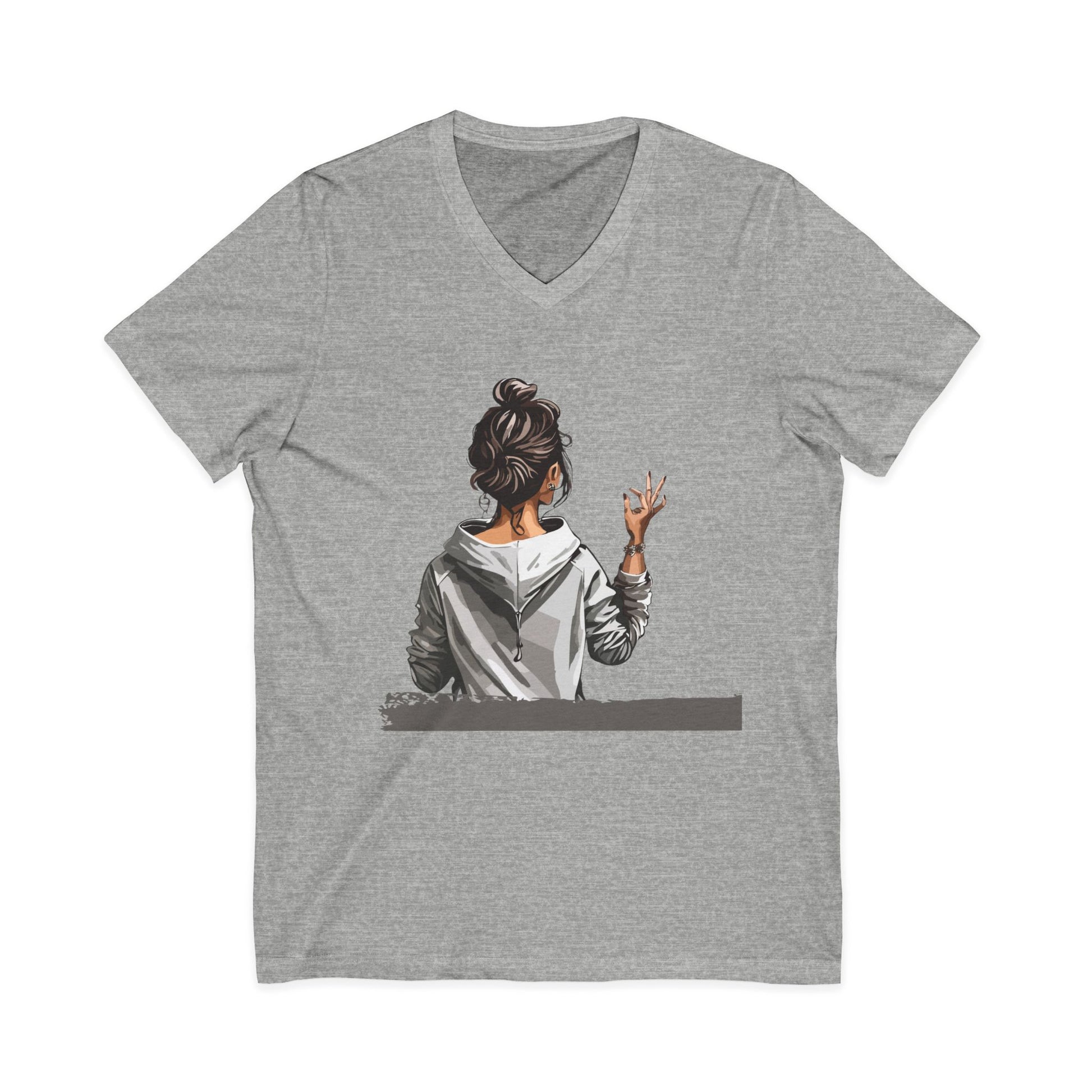 Women’s Graphic V-Neck – Trendy Casual Tee with Relaxed Fit