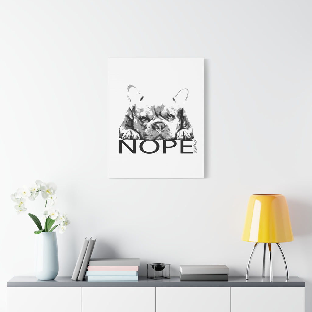 Dog Lover Wall Art – French Bulldog “NOPE” Canvas Print