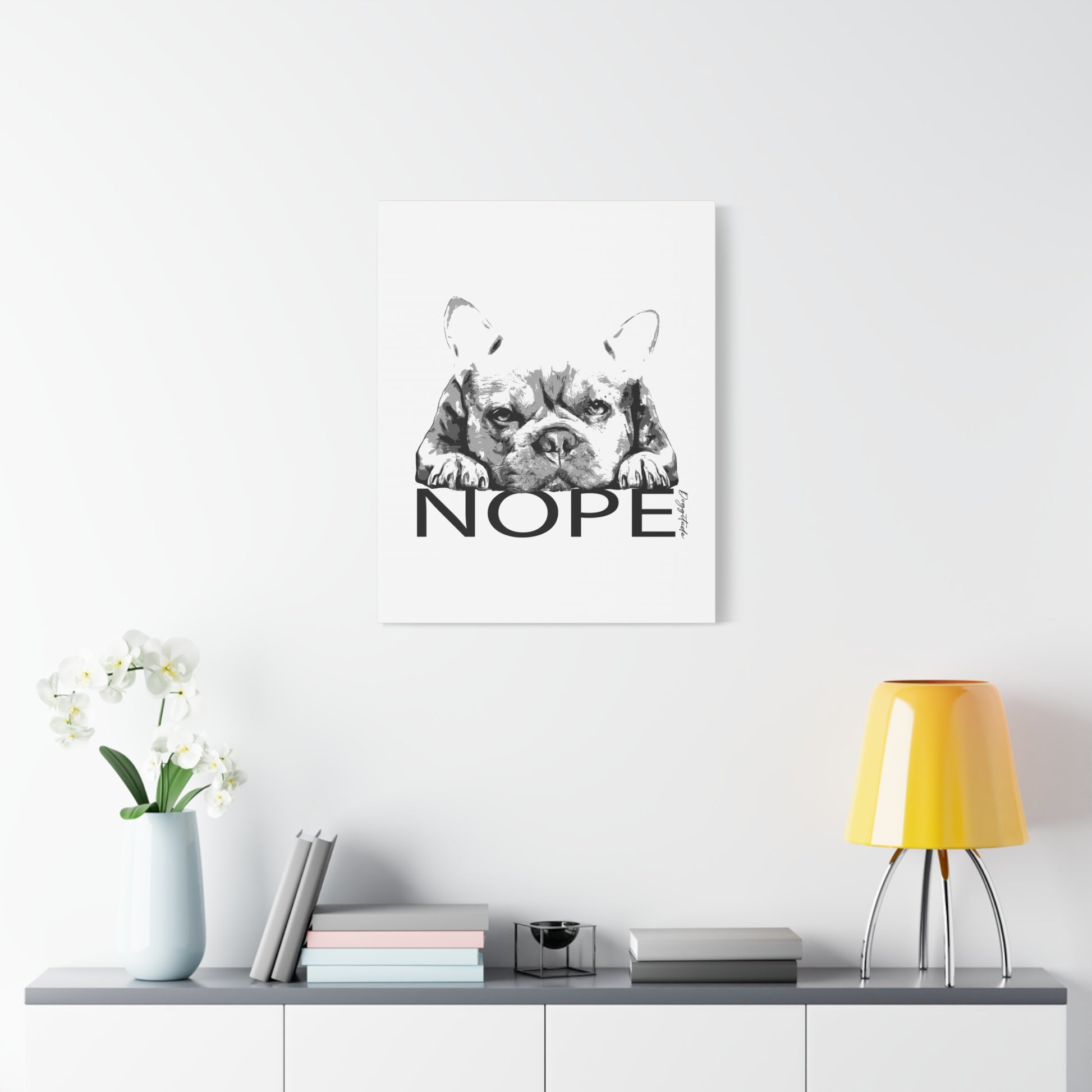 Dog Lover Wall Art – French Bulldog “NOPE” Canvas Print
