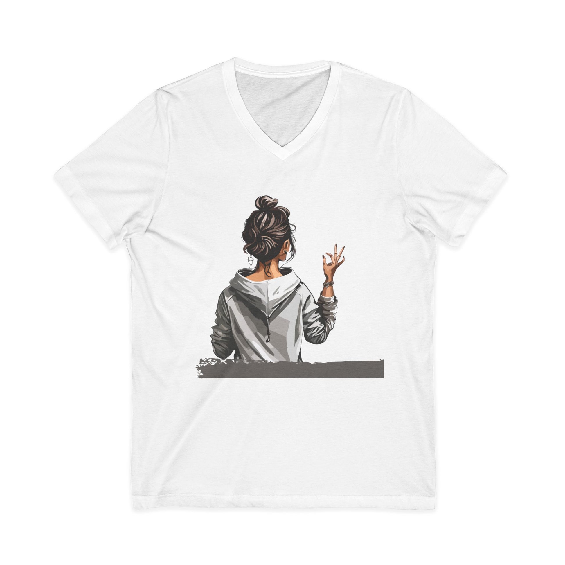 Women’s Graphic V-Neck – Trendy Casual Tee with Relaxed Fit