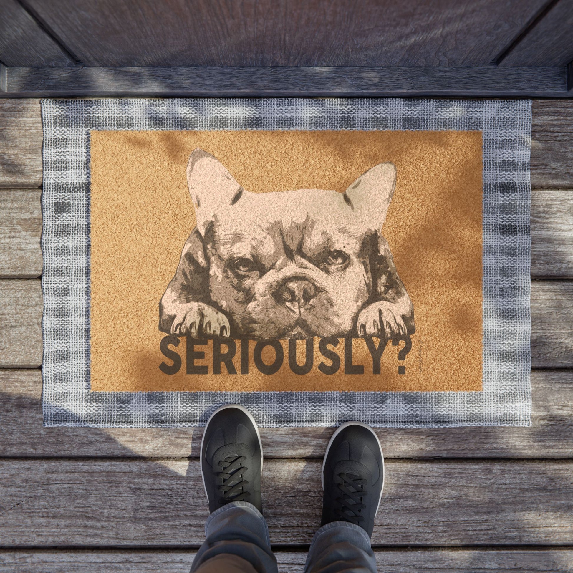 Funny Dog Doormat – “Seriously?” Welcome Mat for Pet Lovers & Dog Owners