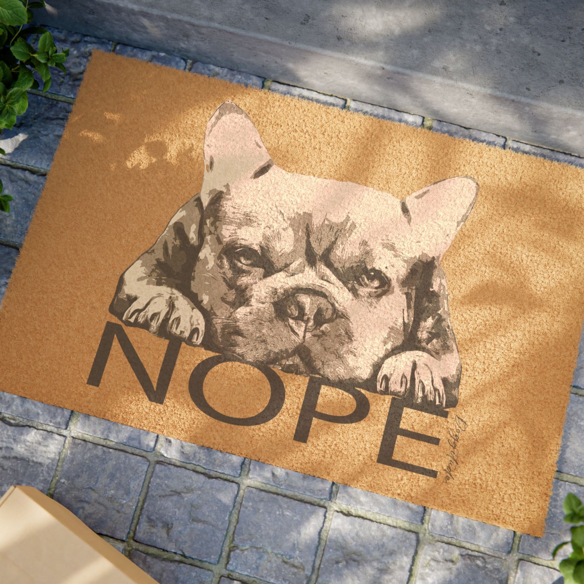 French Bulldog Welcome Mat – Funny “Nope” Doormat & Housewarming Gift