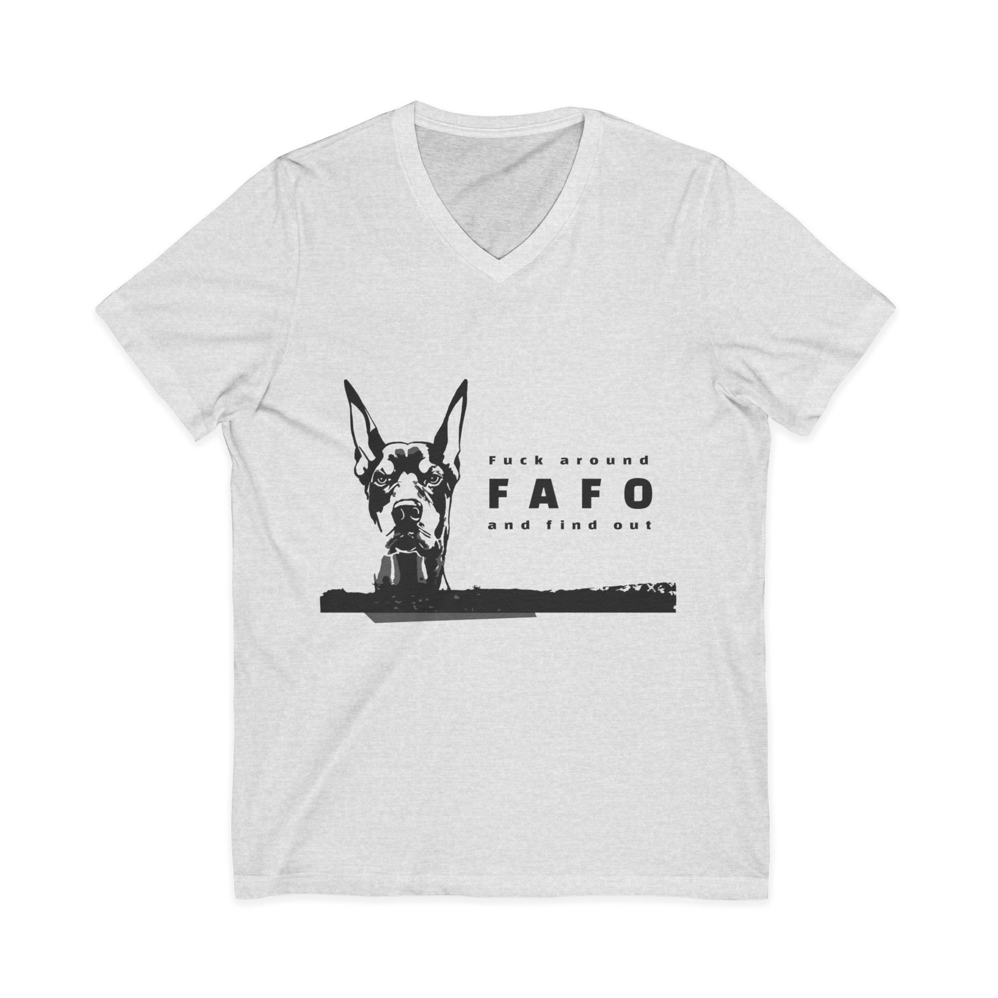 FAFO V-Neck Tee – Fun Dog Lover Shirt & Unique Casual Gift