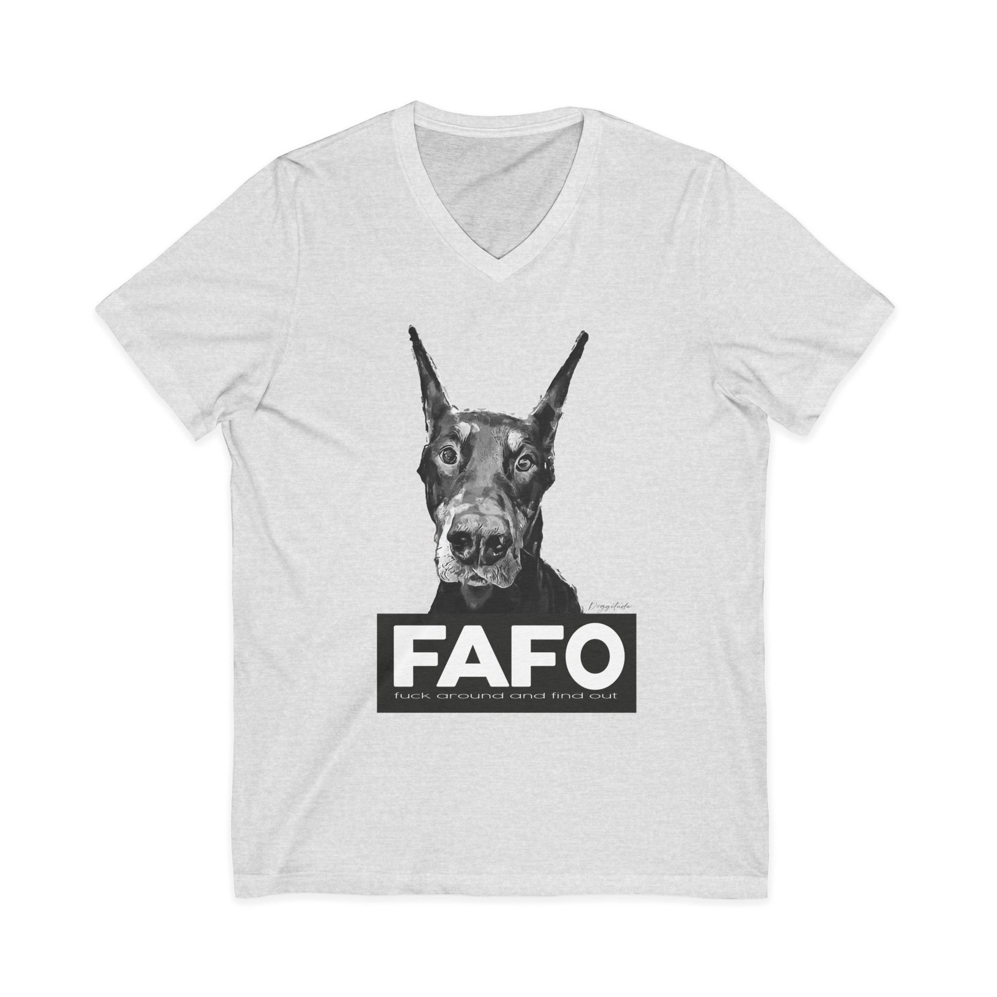Funny Dog Shirt – FAFO Unisex V-Neck for Pet Lovers