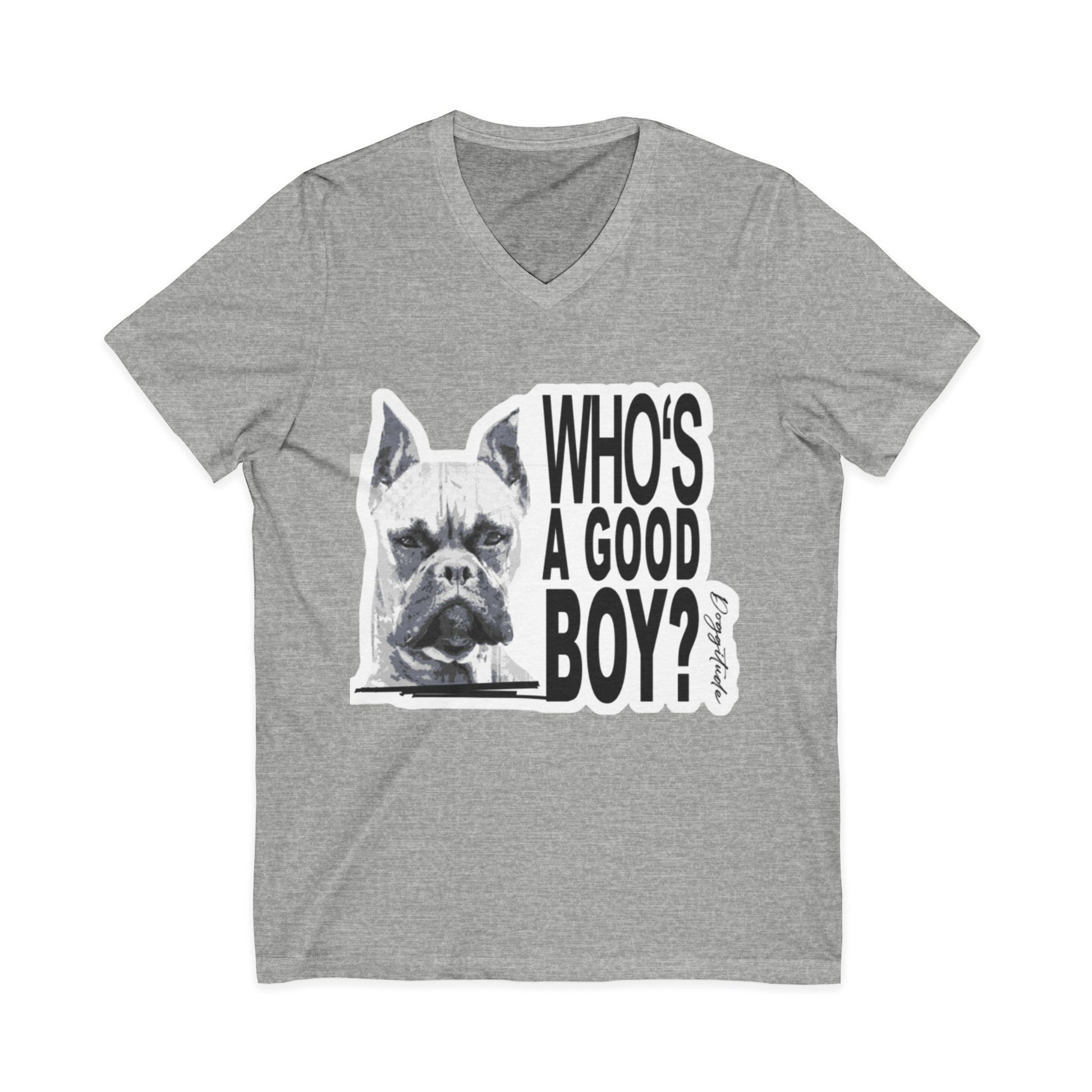 Funny Dog Shirt – “Who’s a Good Boy?” Unisex V-Neck Gift