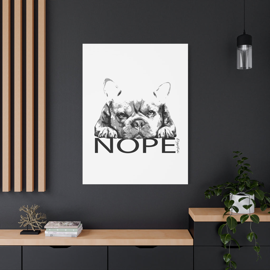 Dog Lover Wall Art – French Bulldog “NOPE” Canvas Print