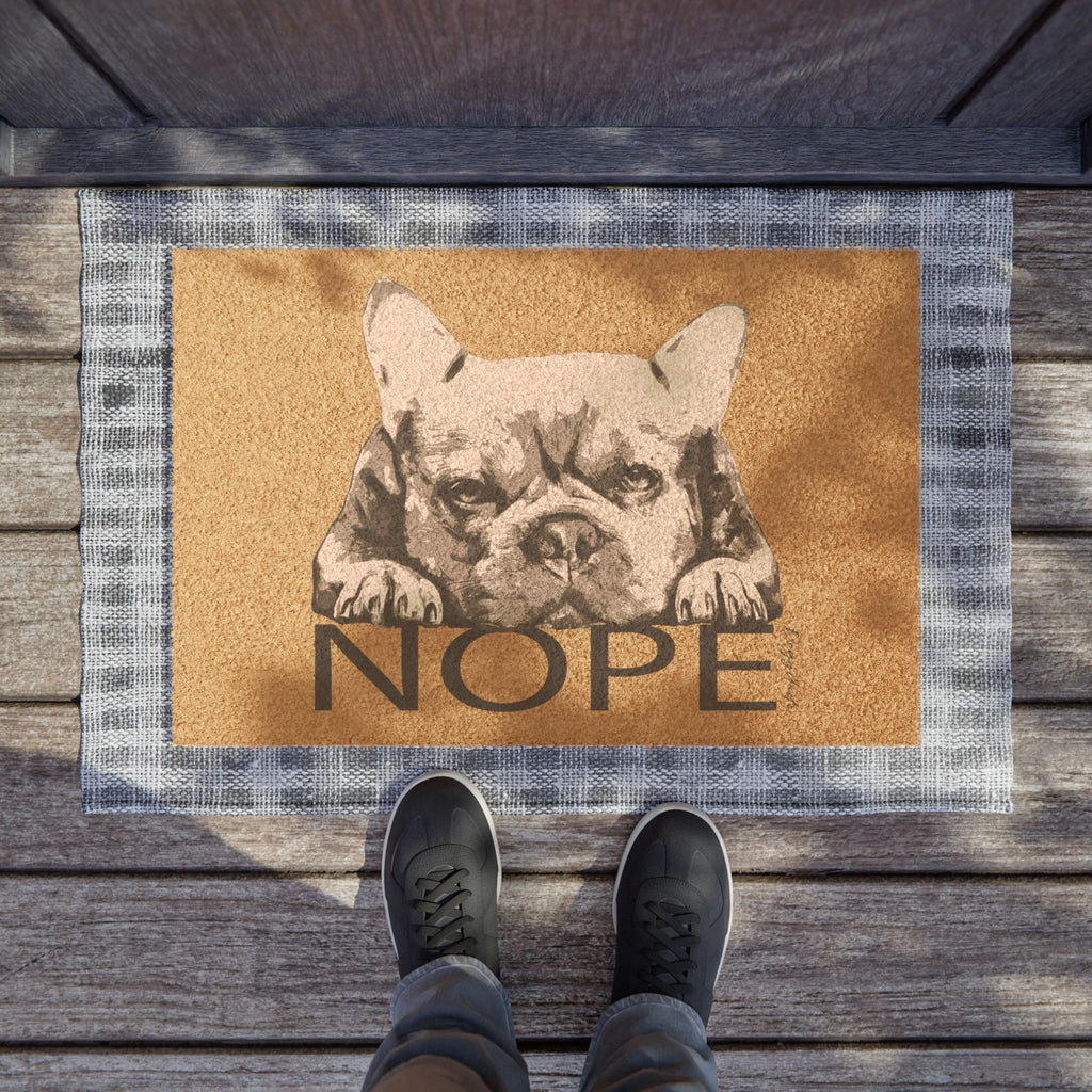 French Bulldog Welcome Mat – Funny “Nope” Doormat & Housewarming Gift