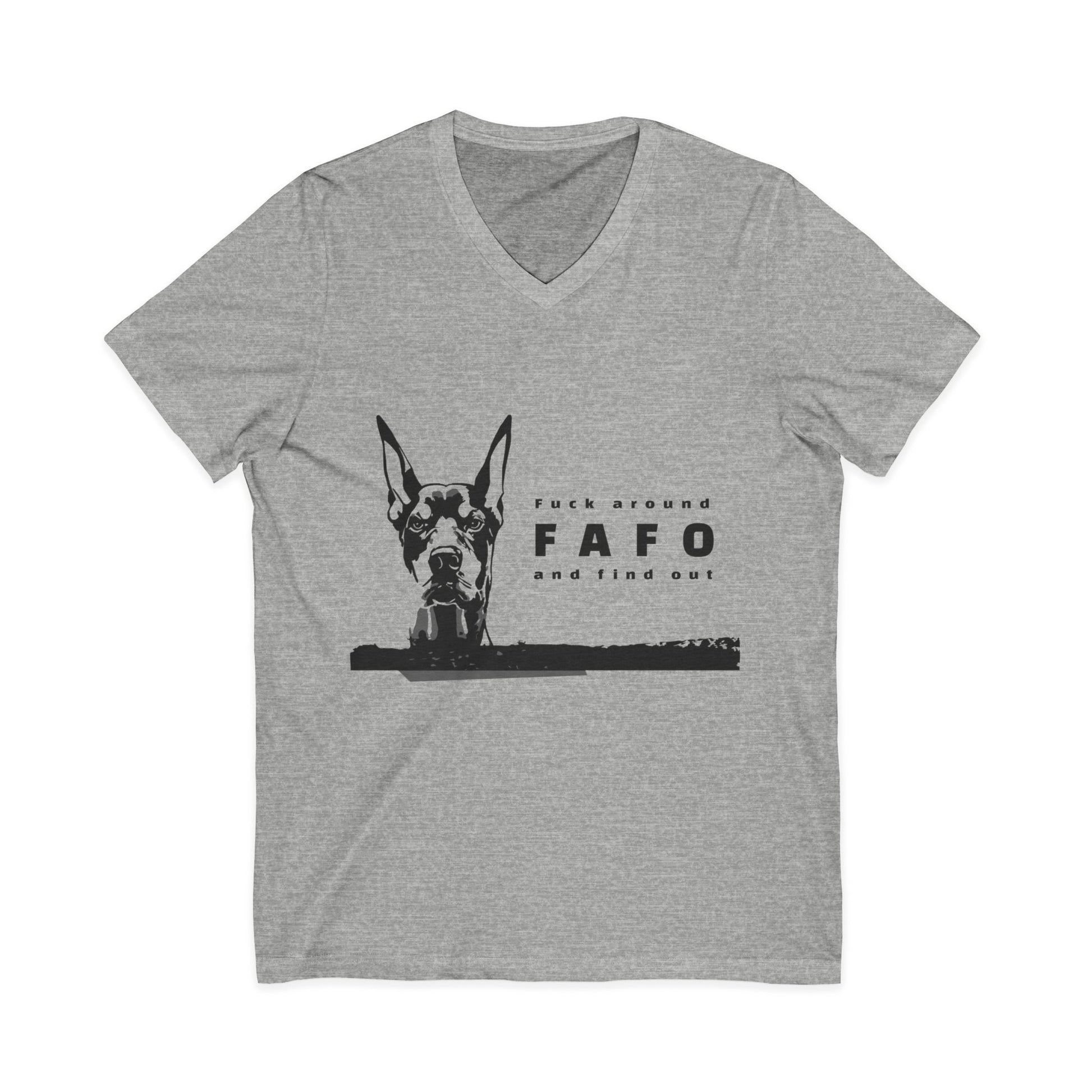 FAFO V-Neck Tee – Fun Dog Lover Shirt & Unique Casual Gift
