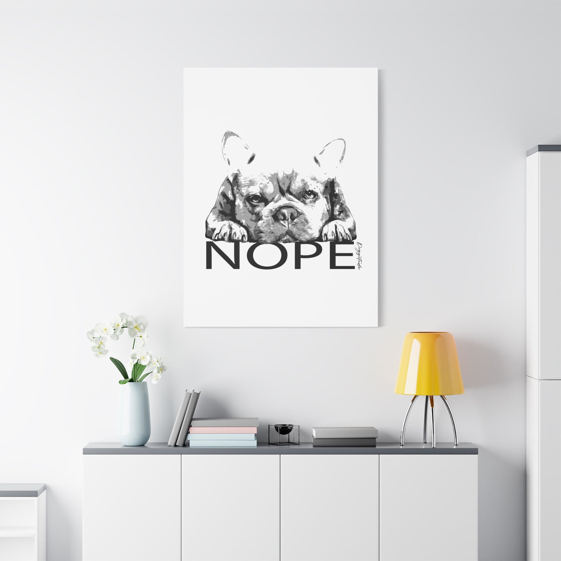Dog Lover Wall Art – French Bulldog “NOPE” Canvas Print