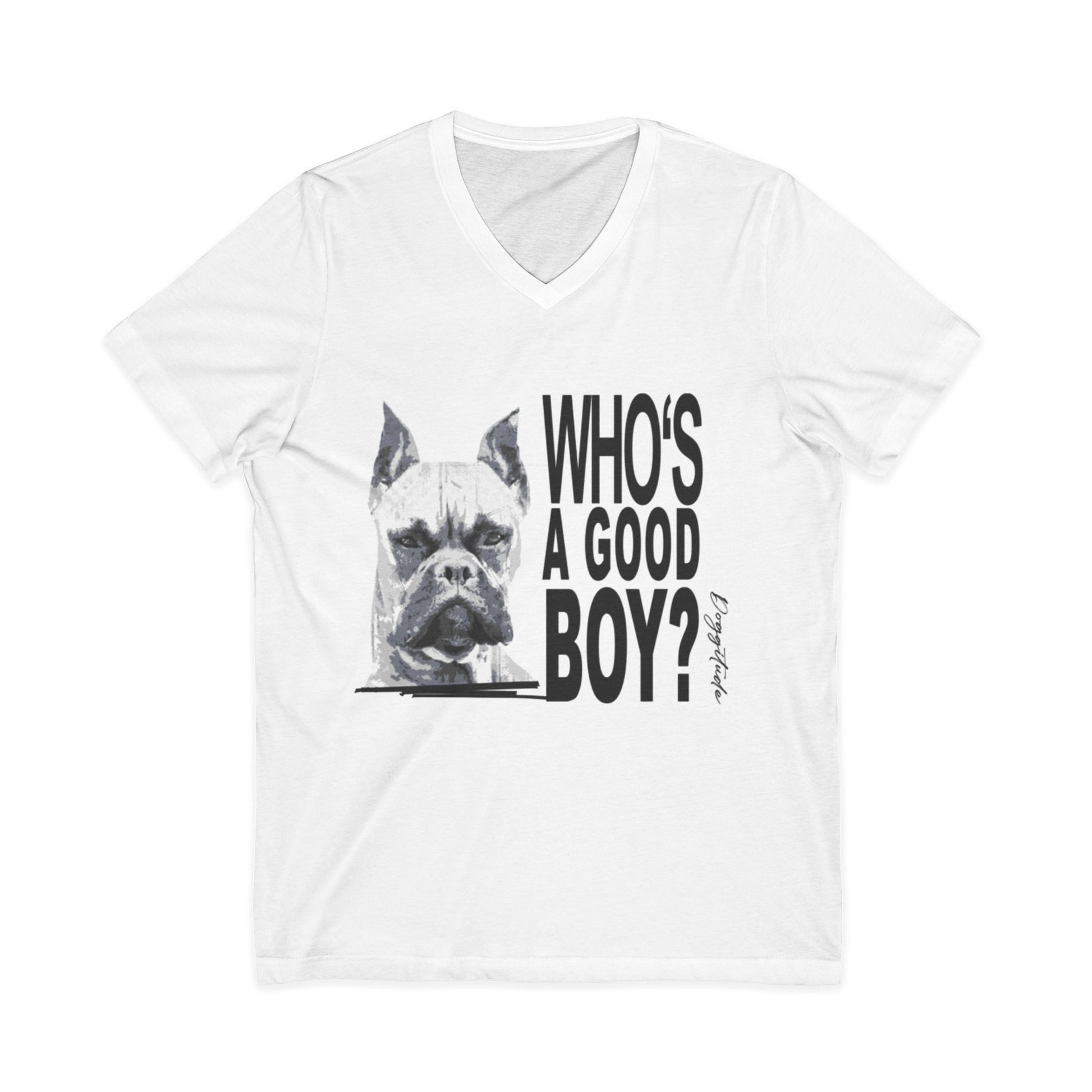 Funny Dog Shirt – “Who’s a Good Boy?” Unisex V-Neck Gift