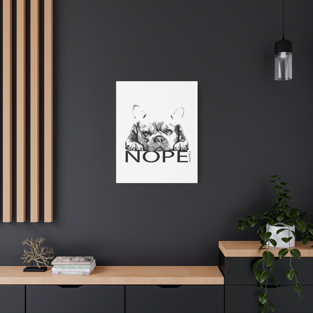 Dog Lover Wall Art – French Bulldog “NOPE” Canvas Print