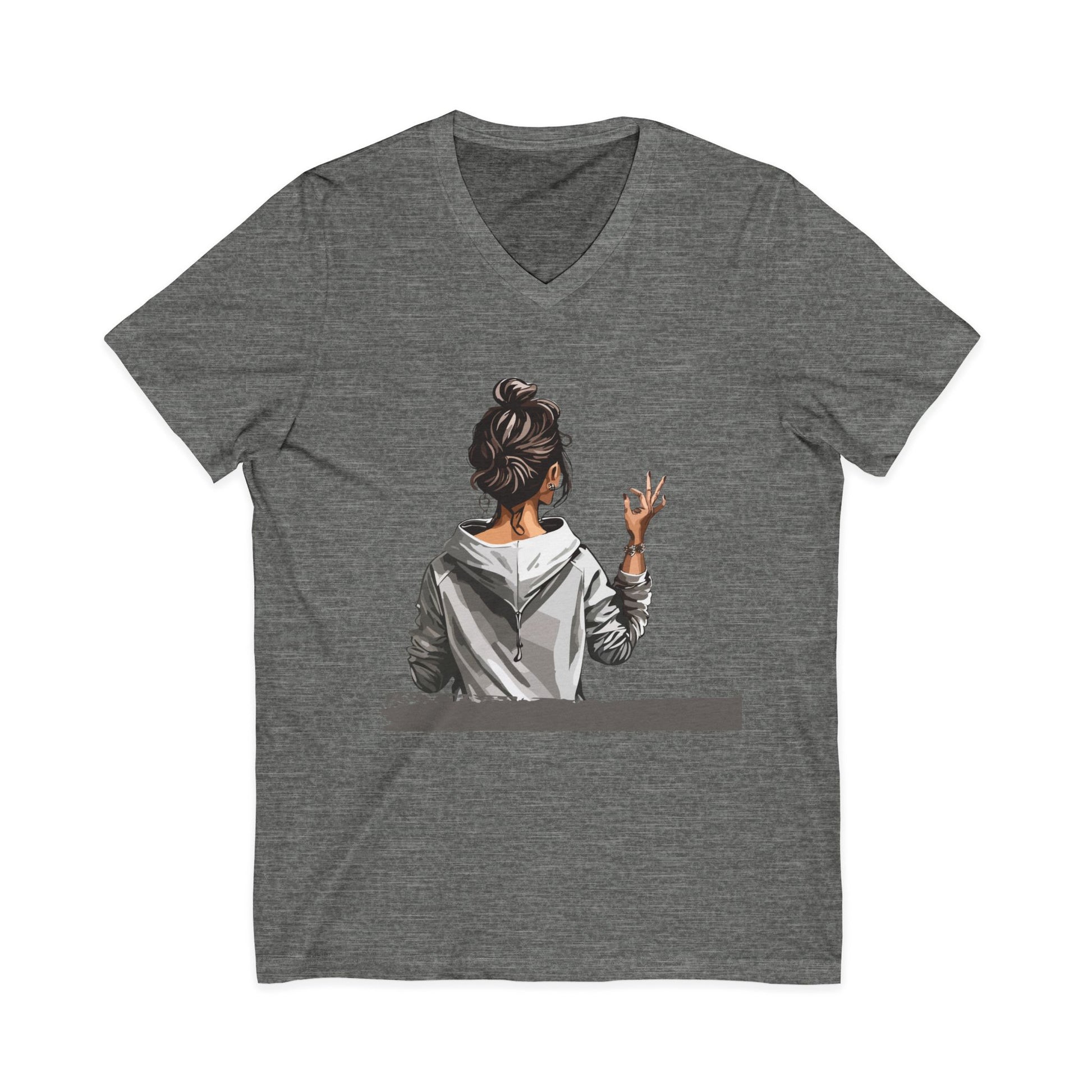 Women’s Graphic V-Neck – Trendy Casual Tee with Relaxed Fit