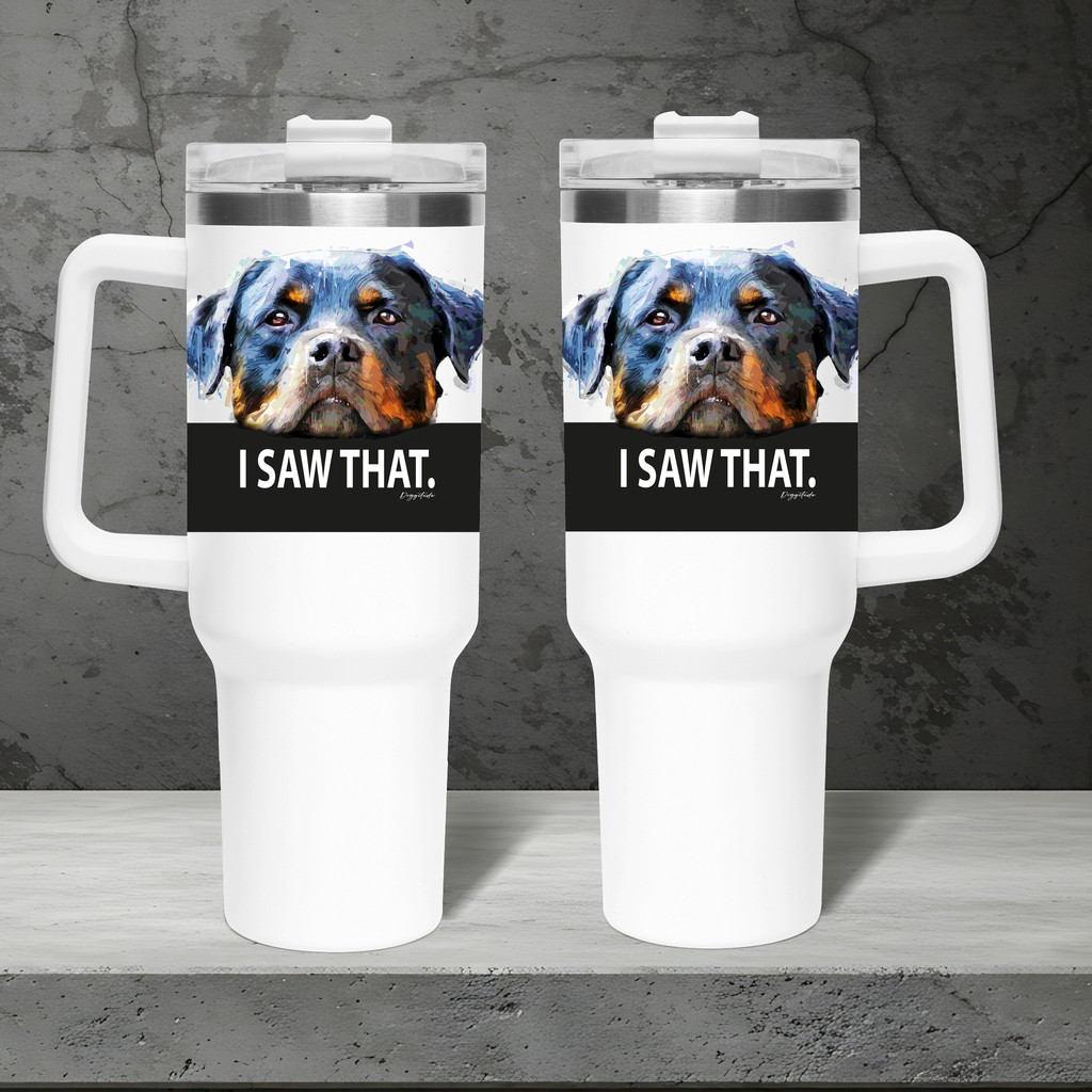 Insulated Thermal Cup with Handle & Straw – Doggitude Edition