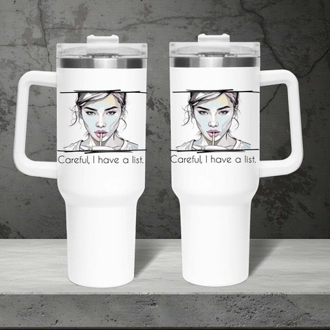 Stainless Steel Tumbler with Handle, Lid & Straw – 1200 ml