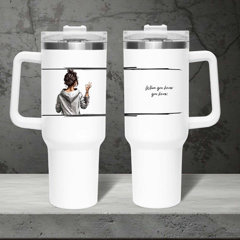 Stainless Steel Tumbler with Handle, Lid & Straw – 1200 ml